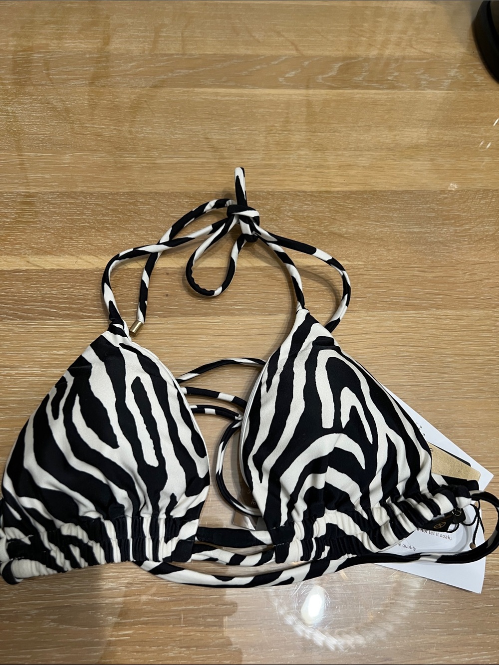 VIX- Fiorella Camilla Tied Bikini Top. Zebra Print Black & White Print. NWT MED
